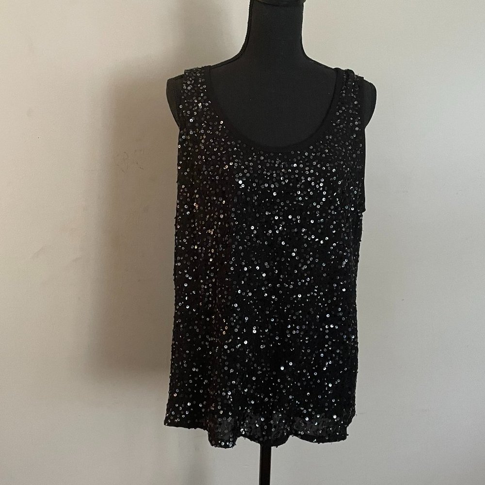 Eileen Fisher Black Silk Sequin Tank
